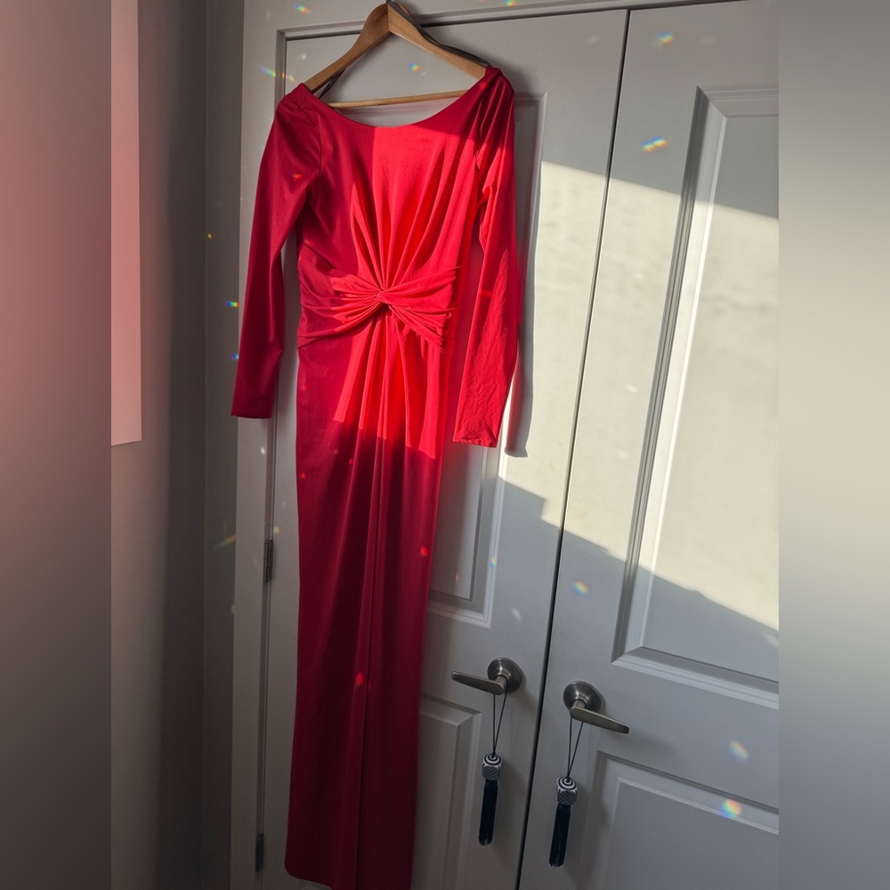 Vera Wang Bold Red Long Sleeve Dress